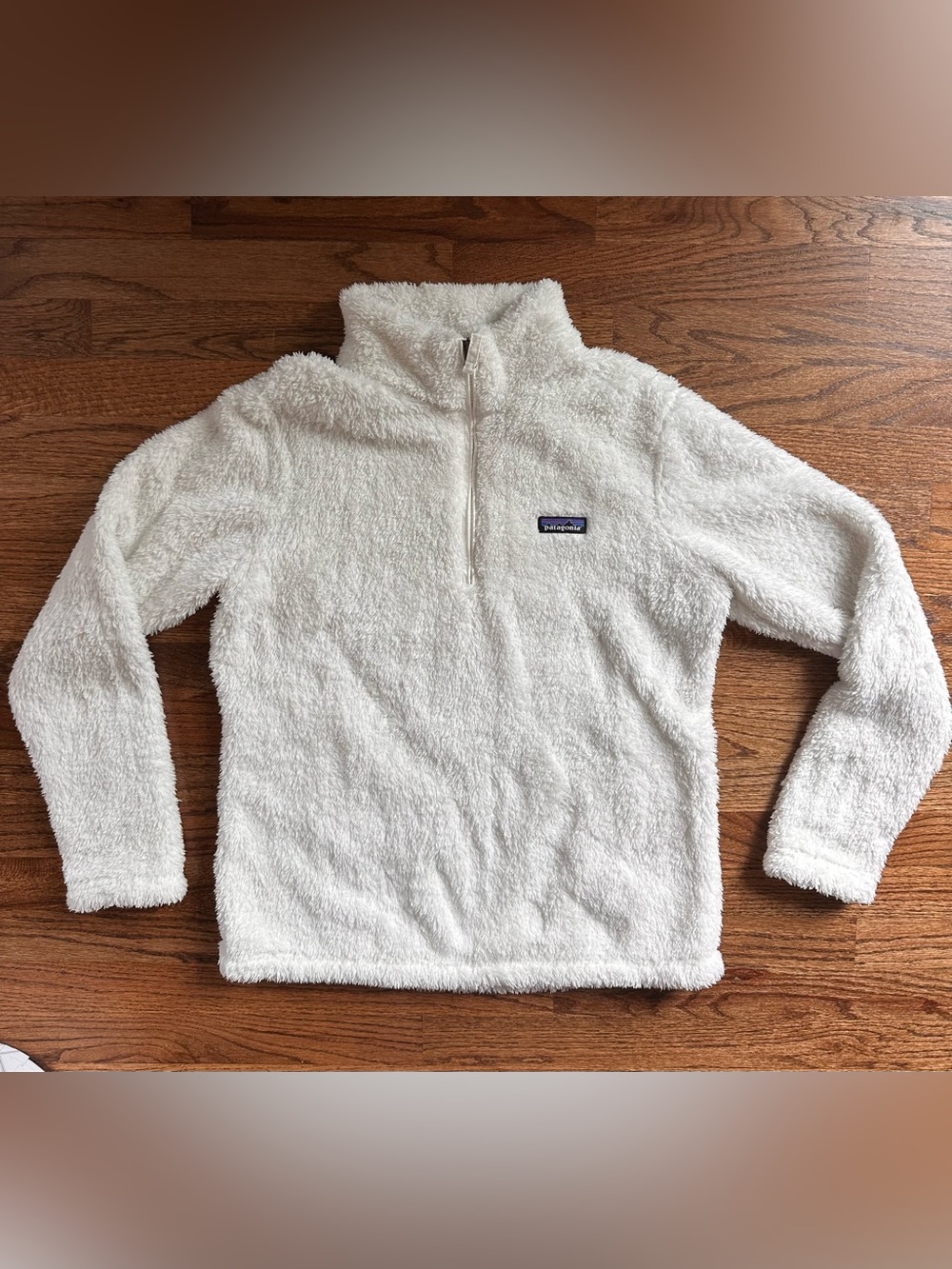 Patagonia Los Gatos 1/4 Zip White Cozy Fleece Pullover Jacket Lg EUC